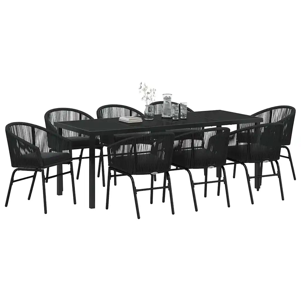 Set da Pranzo per Giardino 9 pcs Nero 3379351