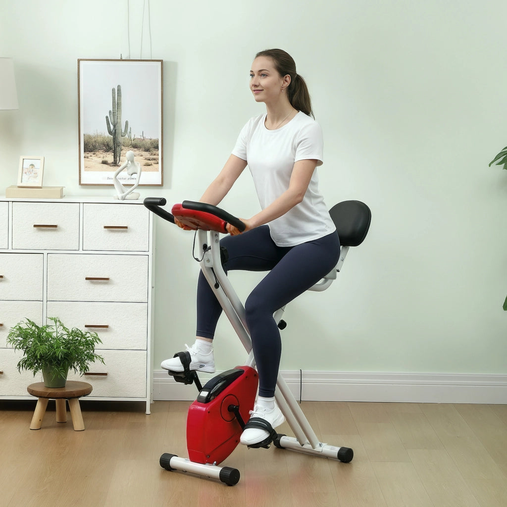 Bicicletta da camera pieghevole ¨C zephmum ¨C 8 livelli resistenza, sella regolabile, rosso