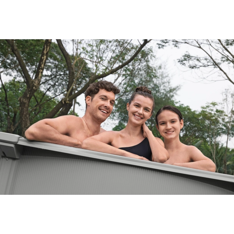 Piscina fuori terra ovale in acciaio con filtro a sabbia e skimmer, 610x360x120 cm con scaletta copertura e basamento - Bestway