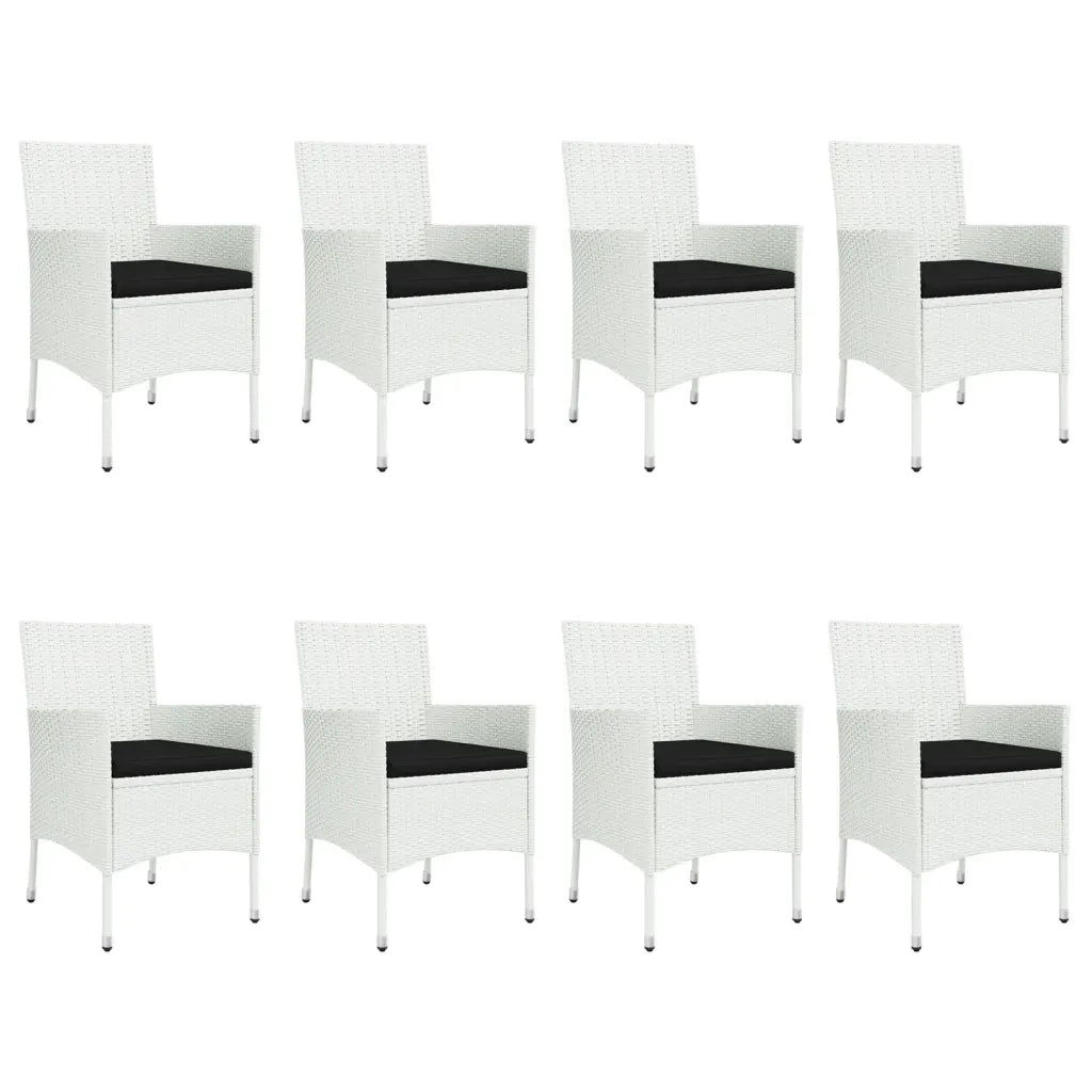 Set da Pranzo da Giardino 9 pz con Cuscini in Polyrattan Bianco 3187346