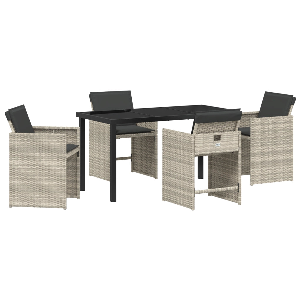 Set di Mobili da Giardino con Cuscini Grigio Chiaro Polirattan