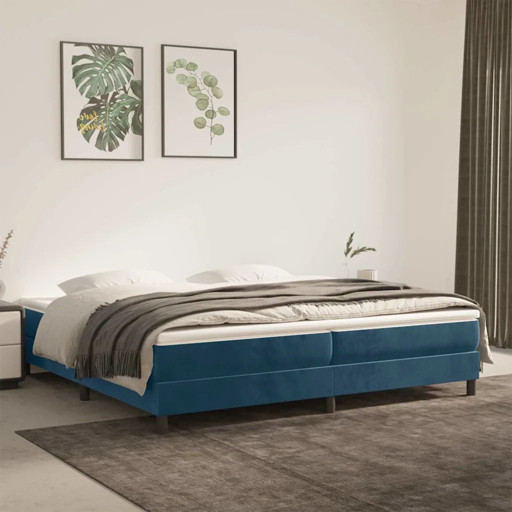 Giroletto a Molle con Materasso Blu Scuro 200x200 cm in Velluto cod mxl 57741