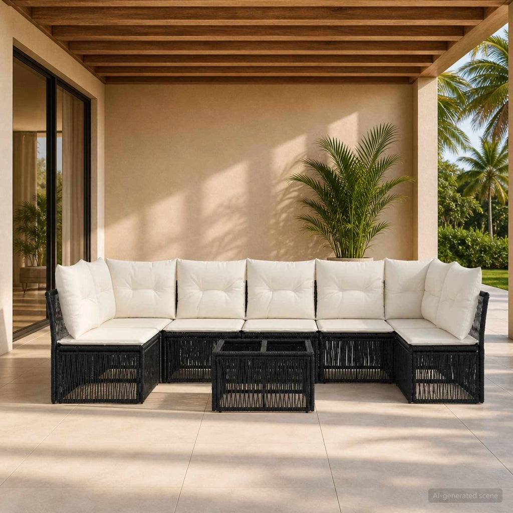 Set Divano da Giardino 8 pz Nero polyrattan 3434167