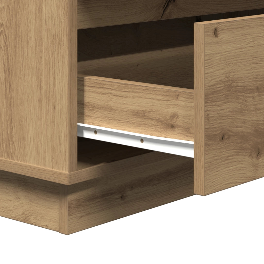 Comodino  con LED Rovere Artigianale 71x34,5x75 cm Legno ingegnerizzato