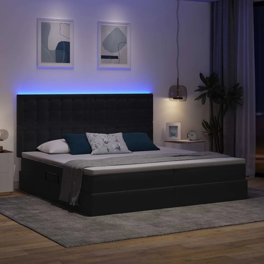 Letto con contenitore e LED Grigio scuro 200 x 200 cm Velluto 3372808
