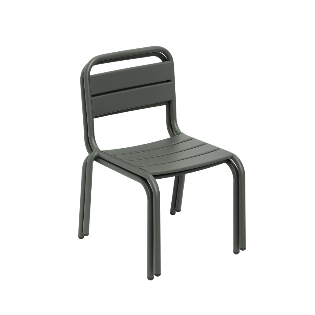 Set di 2 sedie in metallo per bambini, verde kaki