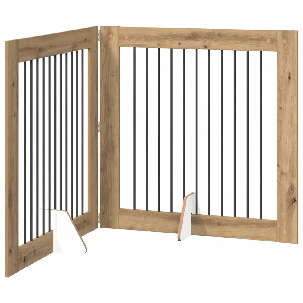 Cancello per cani pieghevole con supporti 2 pz 200,5 cm 892030