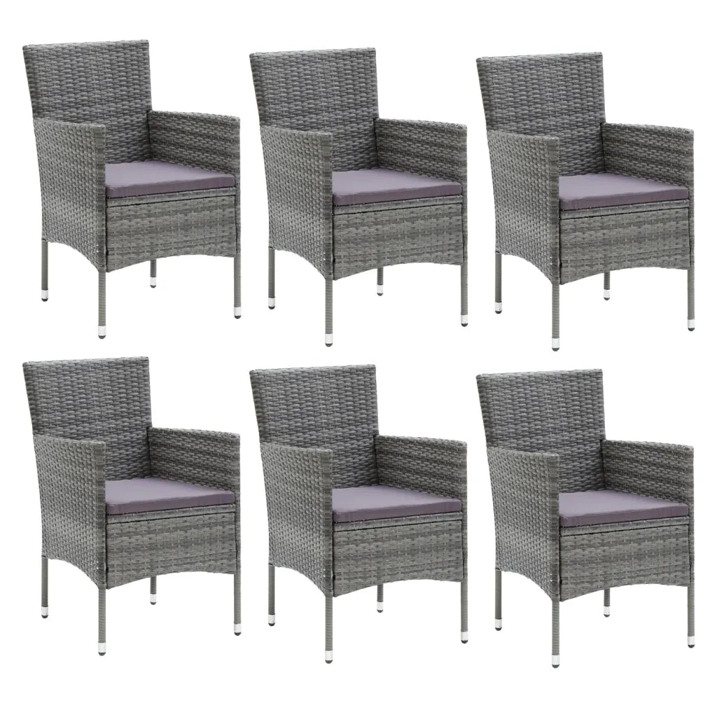 Set da Pranzo per Giardino 7 pz con Cuscini Polyrattan Grigio cod mxl 43712