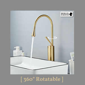 Lydia | Rubinetto da bagno Hotel Gastro oro | in acciaio inox per lavelli alti|rubinetto miscelatore 2 attacchi| Raccordo alta pressione alto bagno