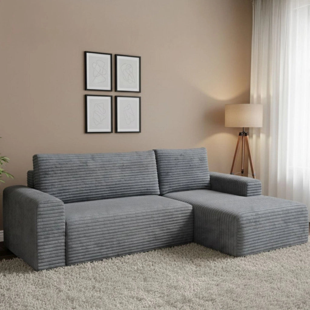 Folgarida, Divano Letto con Penisola Contenitore, 268x163 cm Grigio