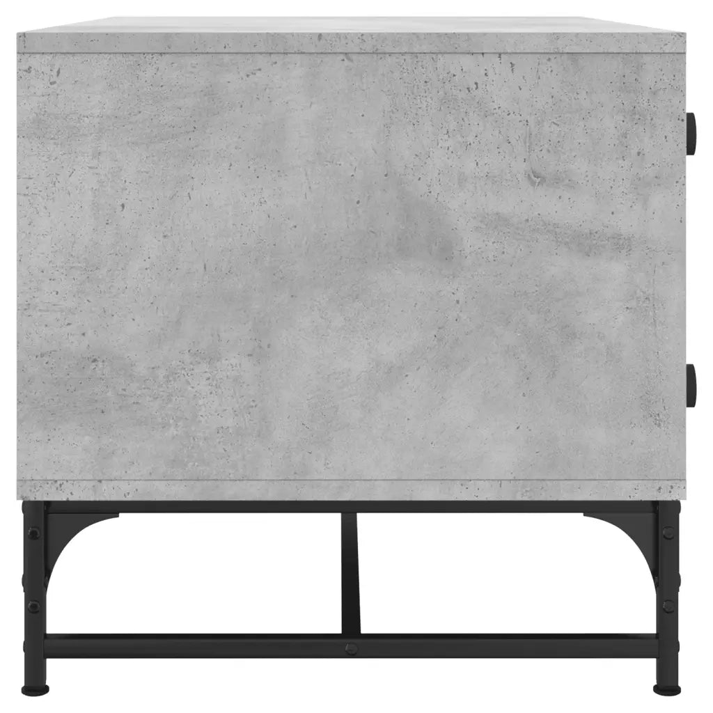 Tavolino salotto | Tavolino da caff¨¨ | Tavolino da Soggiorno con Ante in Vetro Grigio Cemento 68,5x50x50 cm
