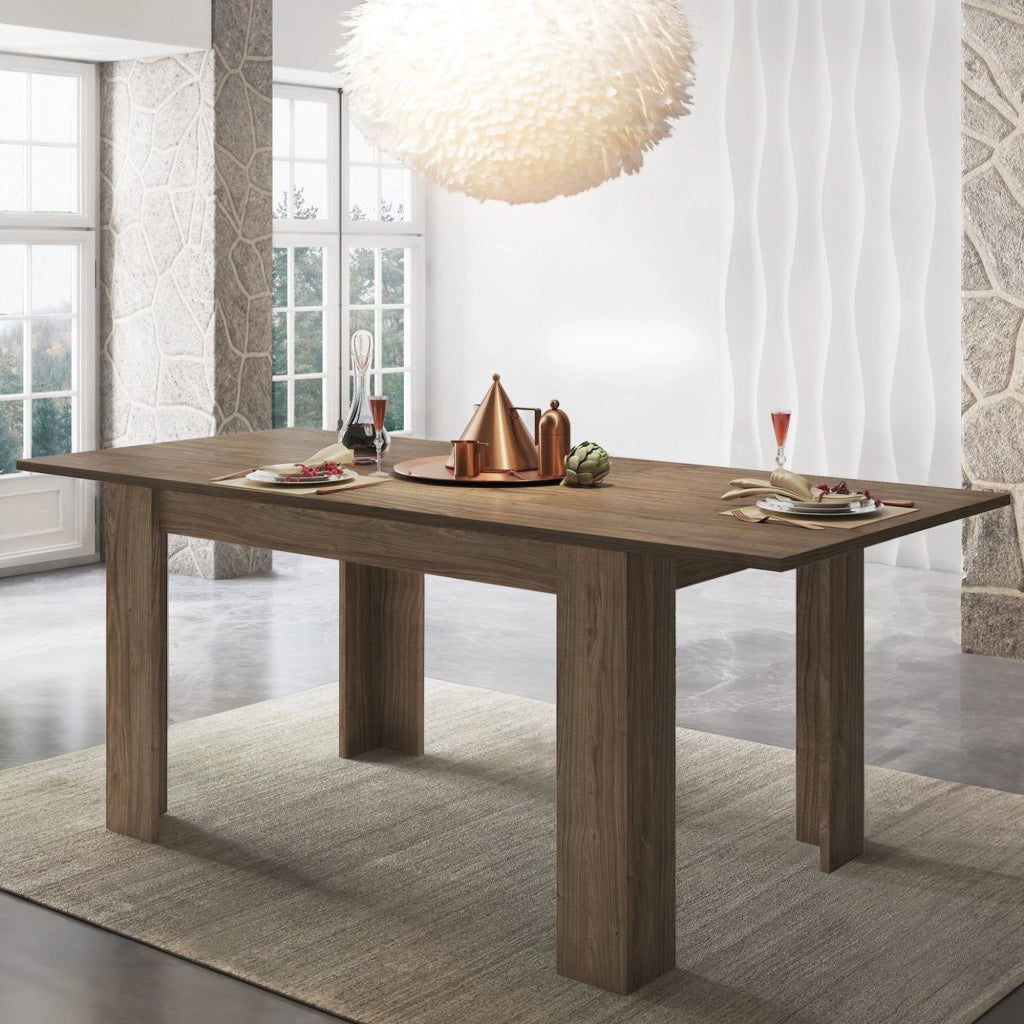 Marene, Tavolo Allungabile Allungabile, 200x90x75h cm Marrone Rovere