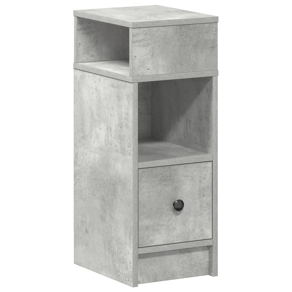 Comodino con Cassetto Grigio Cemento 25x31x66 cm