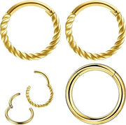 Set di anelli labiali e nasali in acciaio inossidabile - anello di piercing a spirale in oro - anello senza borchie - universale - adatto per occasioni speciali e uso quotidiano.