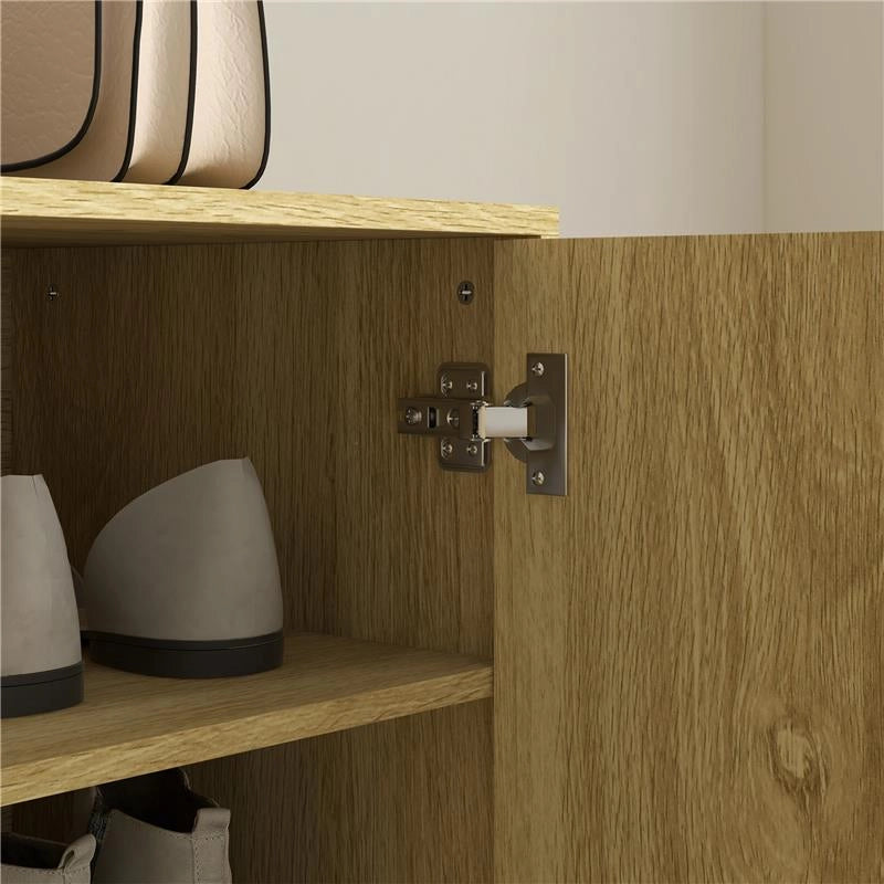 SCARPIERA SALVASPAZIO PER 15 PAIA DI SCARPE CON 4 RIPIANI REGOLABILI, 80X38X110CM, ROVERE