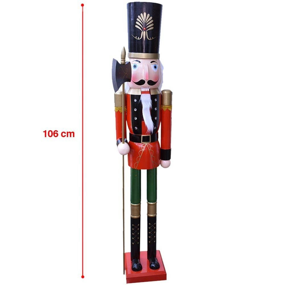 Trade Shop - Soldato Schiaccianoci Di Natale In Legno Altezza 106 Cm Decorazioni Natalizie -