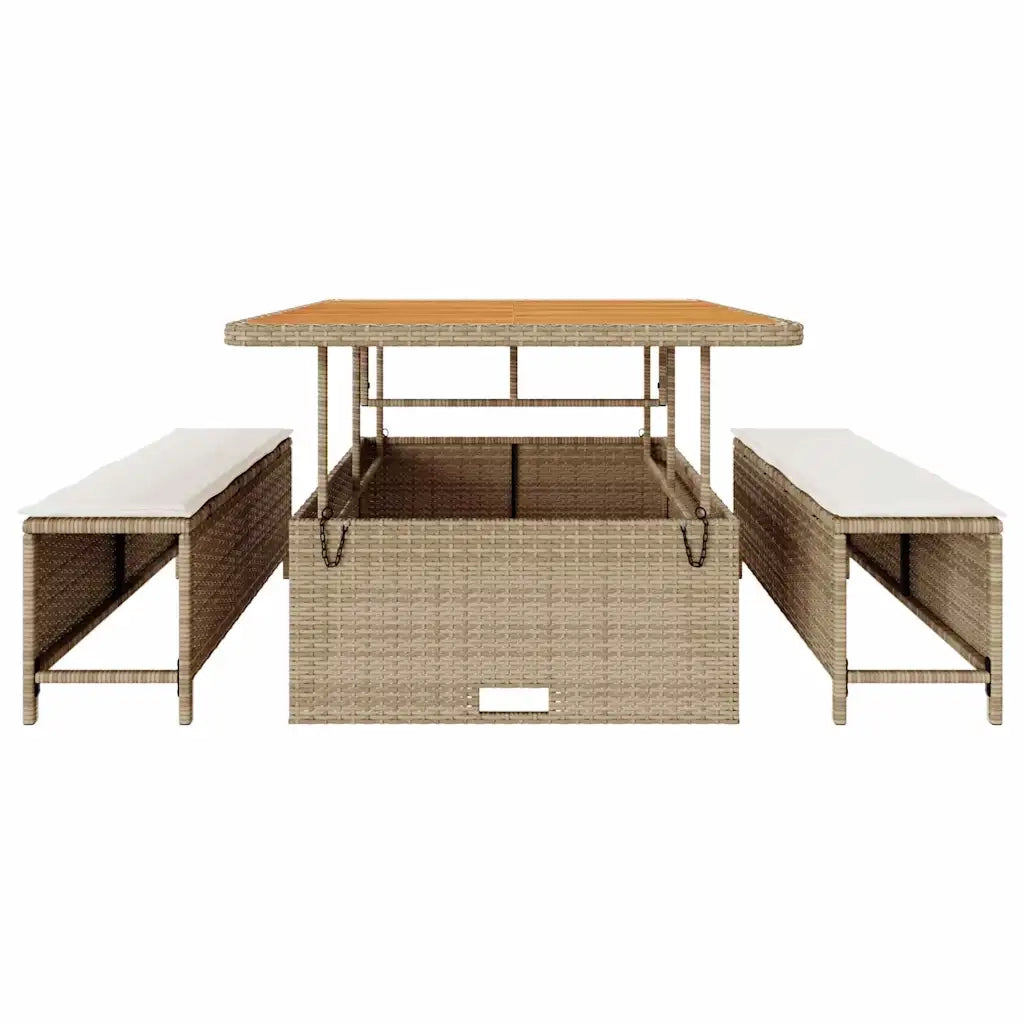 Set da Pranzo per Giardino Beige polyrattan 42007908