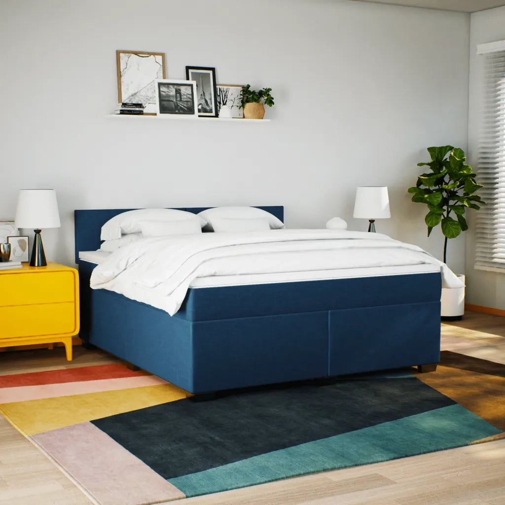 Giroletto a Molle con Materasso Blu 180x200 cm in Tessuto