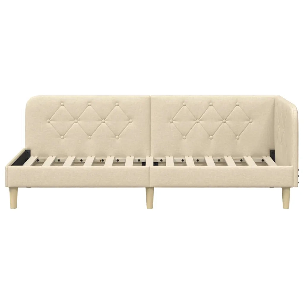 Cornice del letto ad angolo Crema 80 x 200 cm Tessuto