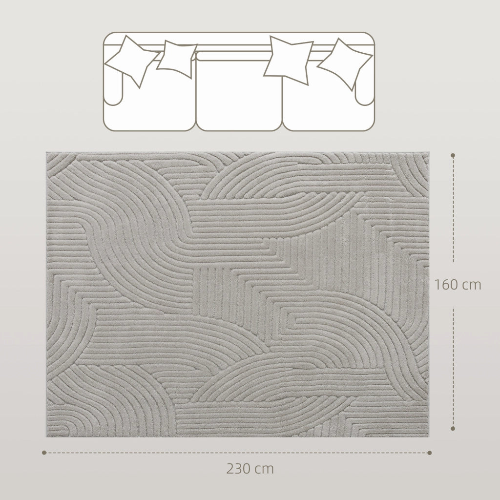 Tappeto Moderno 230x160 cm ¨C zephmum ¨C Grigio Pelo Corto Antiscivolo