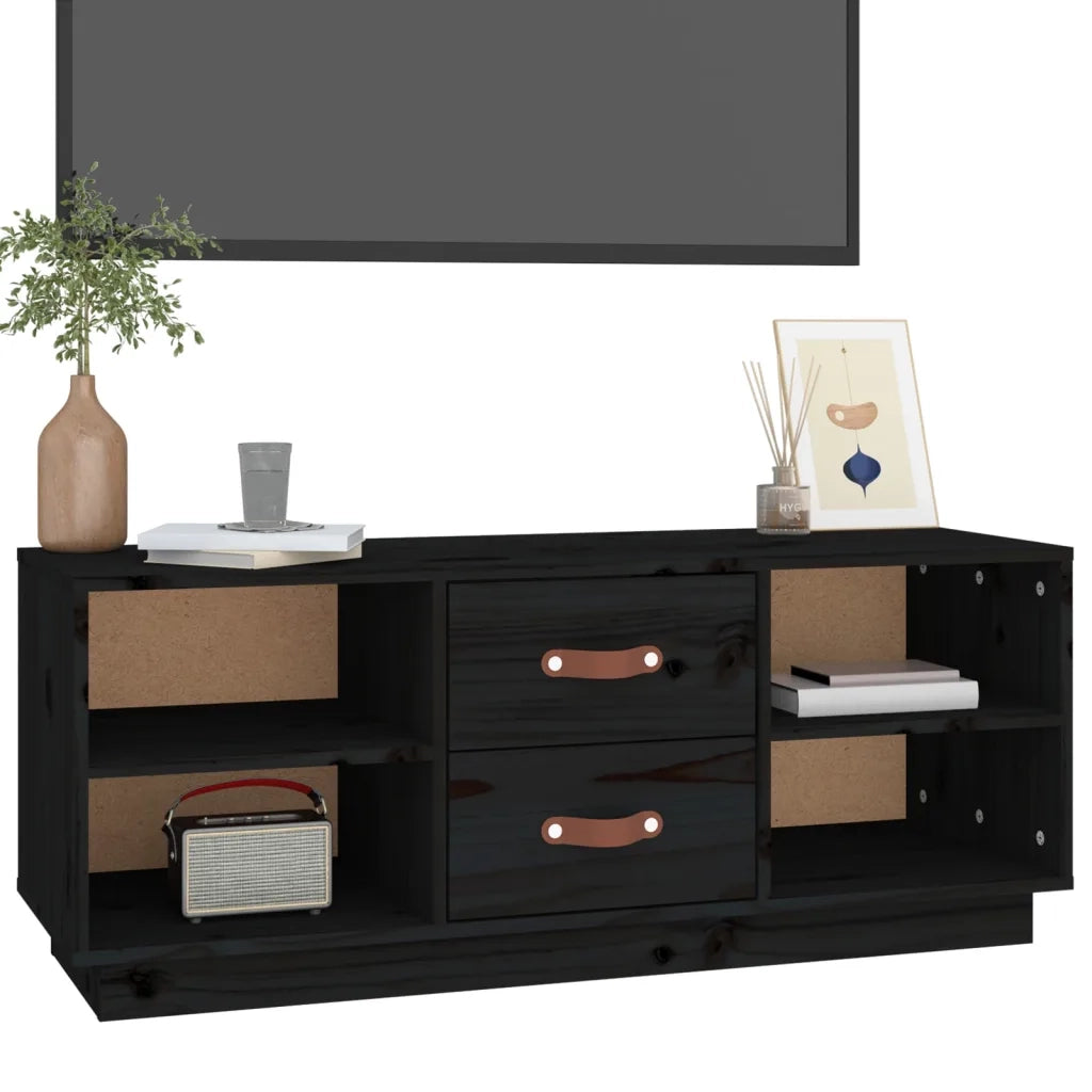Mobile Porta TV Nero 100x34x40 cm in Legno Massello di Pino cod mxl 16366