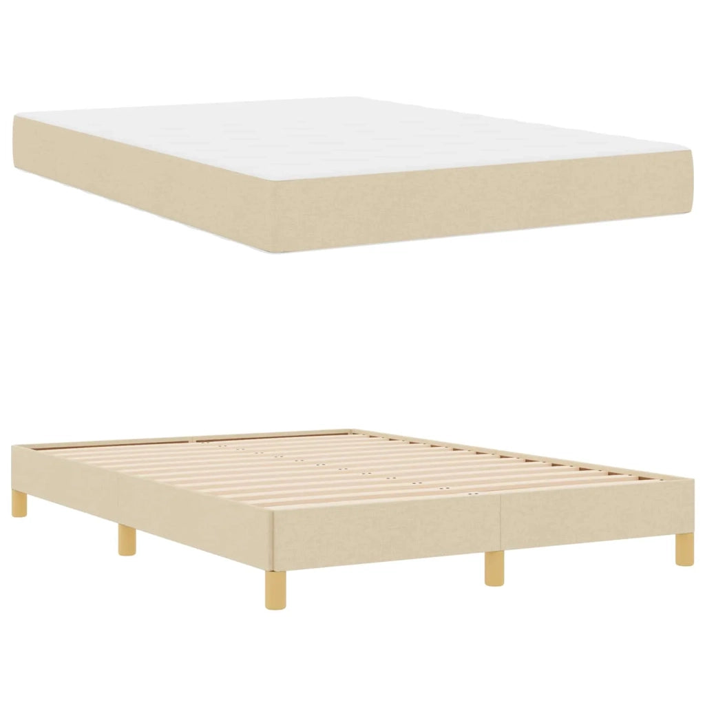 Letto a molle con materasso Crema 160 x 200 cm Tessuto