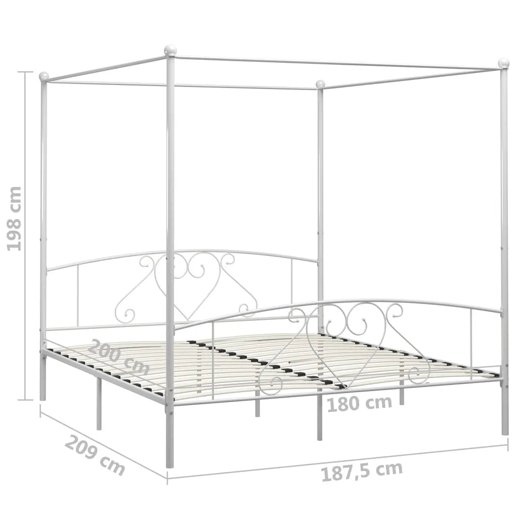 Letto a Baldacchino Bianco in Metallo 180x200 cm  cod mxl 64331