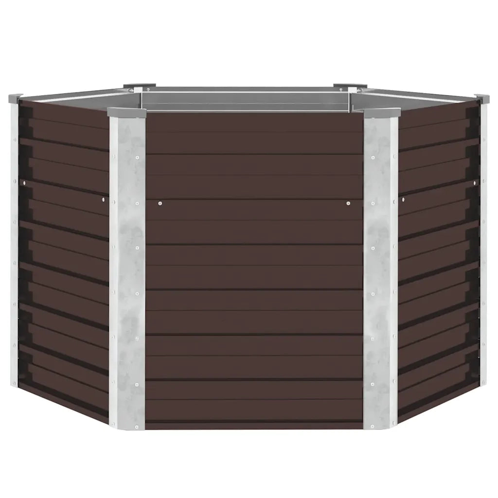 Fioriere | Cassetta per fiori | Letto Rialzato Giardino Marrone 129x129x77cm in Acciaio Zincato
