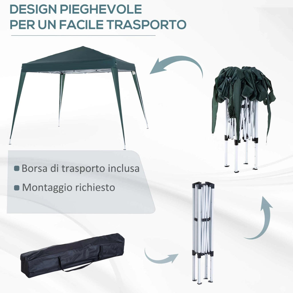 Gazebo Pieghevole da Giardino ¨C zephmum ¨C Verde 2.4x2.4m Acciaio