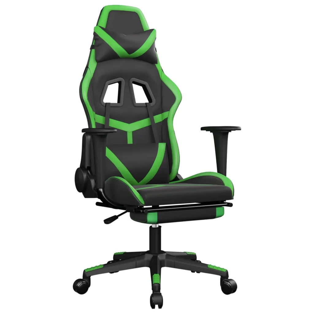 Sedia da Gaming | Sedia da e-sports con Poggiapiedi Nero e Verde in Similpelle