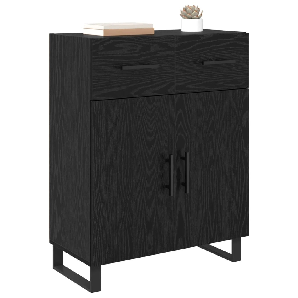 Credenza | Madia | Buffet da pranzo | Armadio da pranzo Rovere Nero 69,5 x 34 x 90 cm Legno multistrato