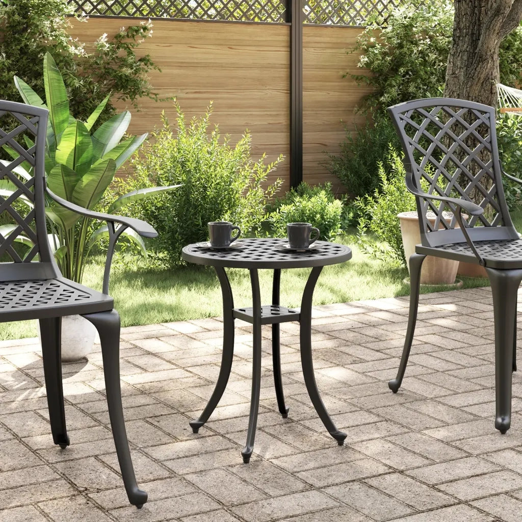 Tavolo da Giardino Nero Ã˜48x53 cm in Alluminio Pressofuso
