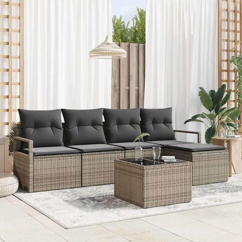 Set di divani con cuscino 6 pcs Grigio polyrattan 3346349