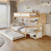 letto a castello legno e mdf bianco naturale 252 x 128.5 cm