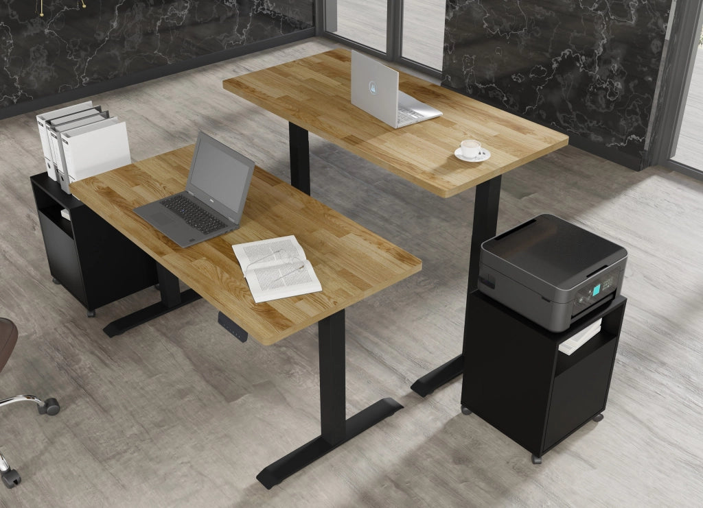 SCRIVANIA BIM NATURAL DESK 2P NERO OPACO ROVERE NATURALE 140x70