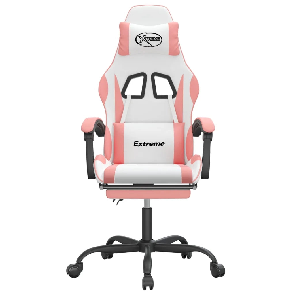 vidaXL Sedia da Gaming con Poggiapiedi Bianco e Rosa in Similpelle
