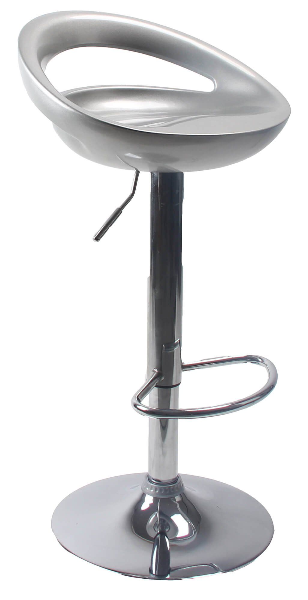 Set 2 Sgabelli con Alzata a Gas e Seduta Girevole in ABS Seattle Silver Lucido