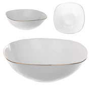 Ciotola da insalata in vetro KADAX per snack, 19 cm, ciotola per zuppa, bianco oro