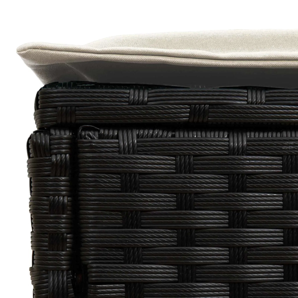 Sedia da giardino-Poggiapiedi da Giardino Nero e Crema 80 x 38 x 45 cm