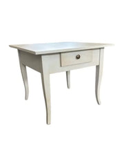 Tavolino quadrato 1 cassetto shabby legno bianco anticato 57x57x52 - Mobili 2G