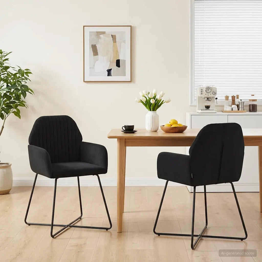 Sedie da pranzo 2 pcs Velluto (V) Nero 55 x 50 x 84 cm 42034371