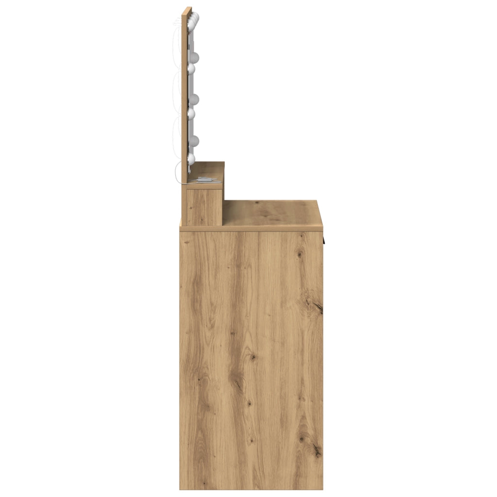 Toeletta  con luci LED in rovere artigianale 50x41x135 cm