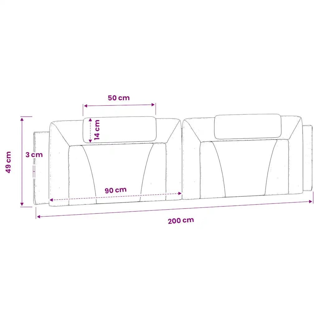 Cuscino Testiera Viana Bianco 200 cm in Similpelle CFW5728597
