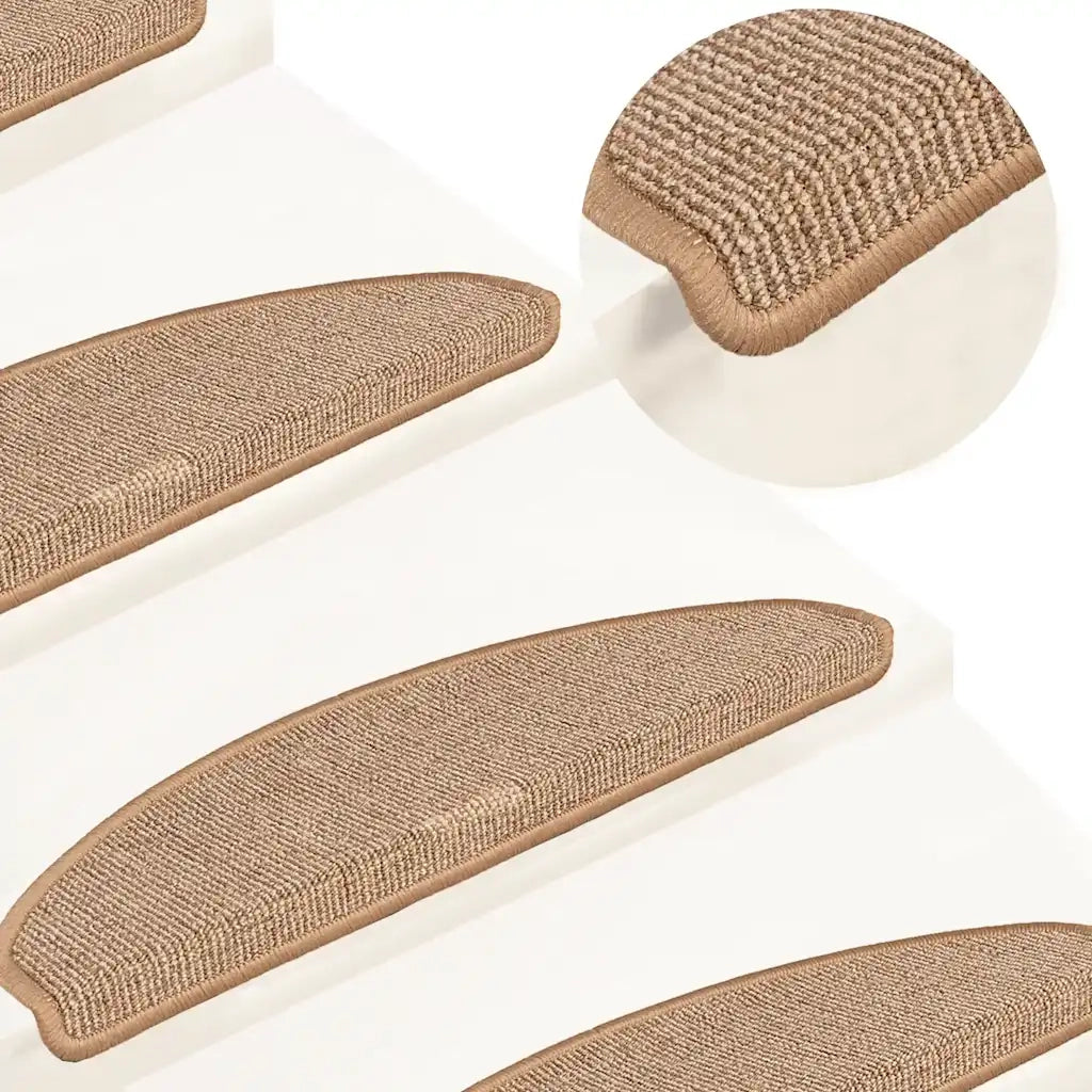 Tappetini per scale 15 pz 65x21x4 cm Marrone chiaro Semicircolari Grandi 149859
