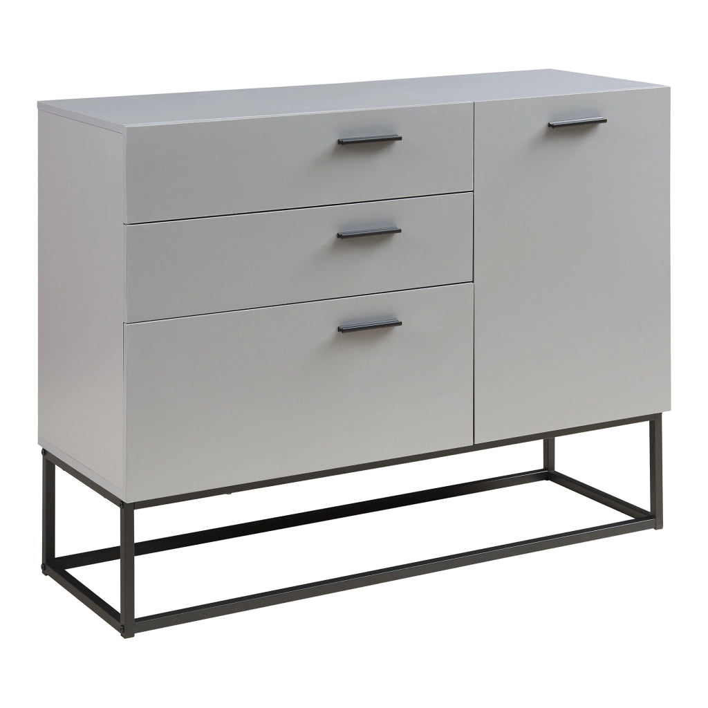 Comò Lavangen con Anta e 3 Cassetti 75 x 100 x 35 cm Nero / Grigio Chiaro [en.casa]