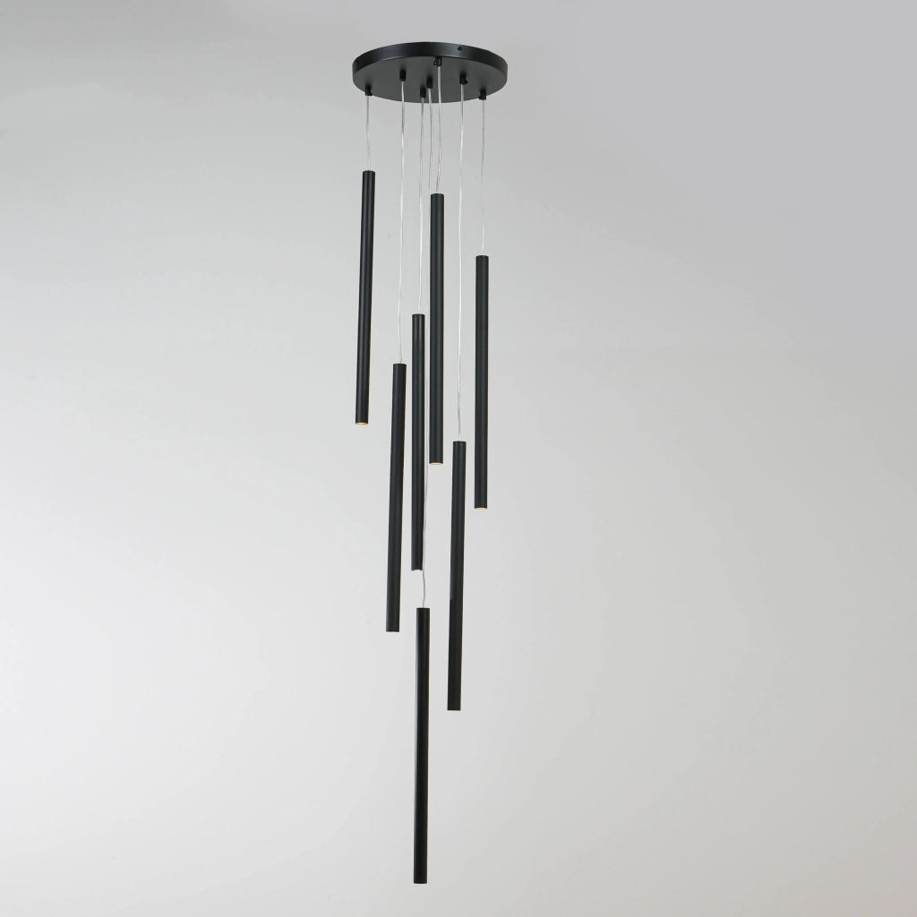 Lampadario Lungo 7 luci G9 nero Ø30 Light Prestige