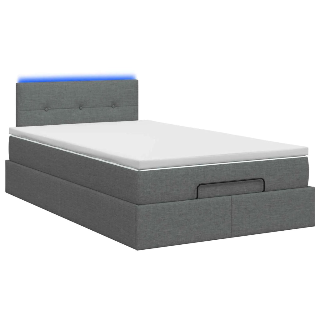 Letto Ottomano con Materasso e LED Grigio Scuro 120 x 200 cm 3456899