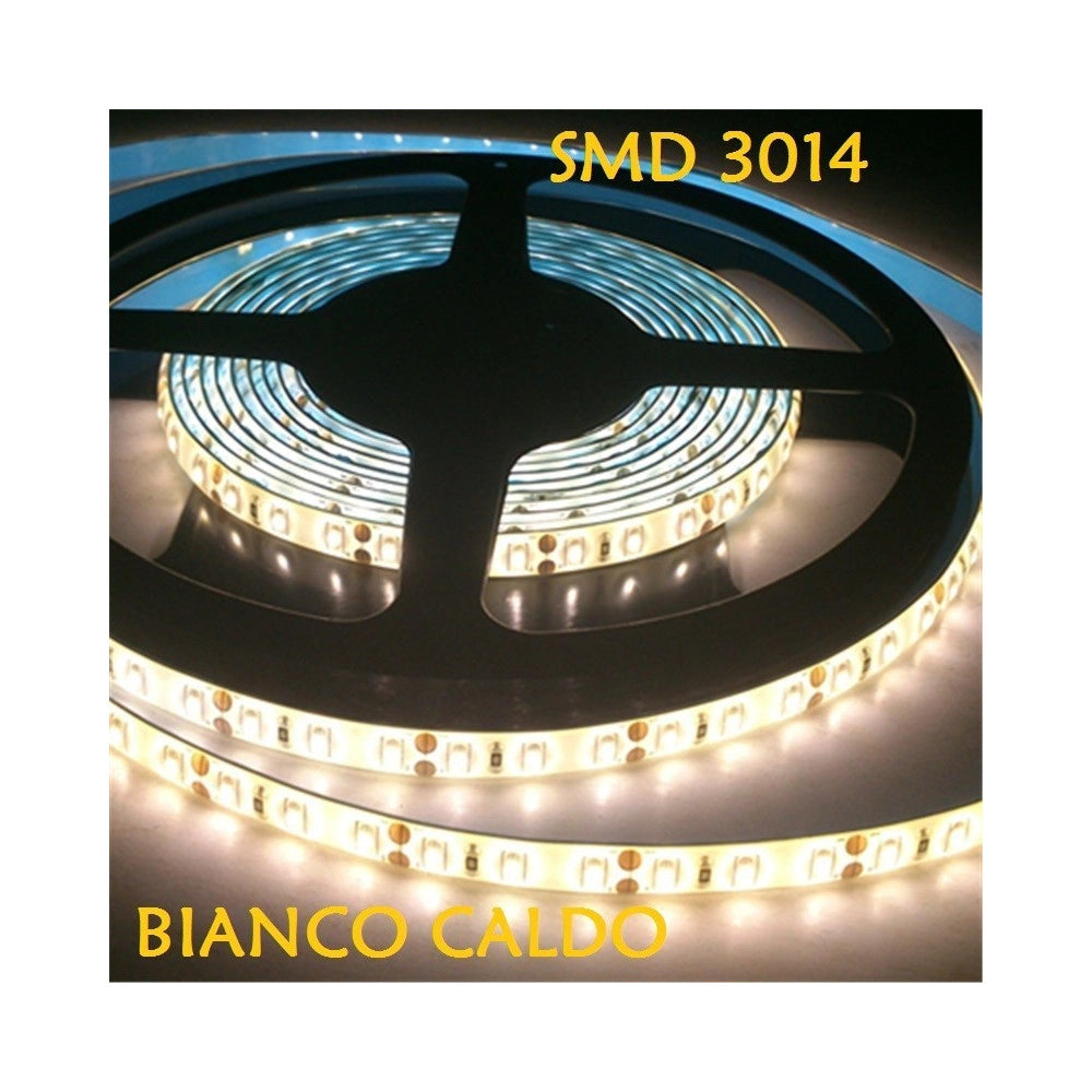 Trade Shop - 5 Metri Strip Striscia 300 Led 3014 Smd Per Esterno Ip65 12 V Dc Caldo Freddo - -bianco Caldo      -