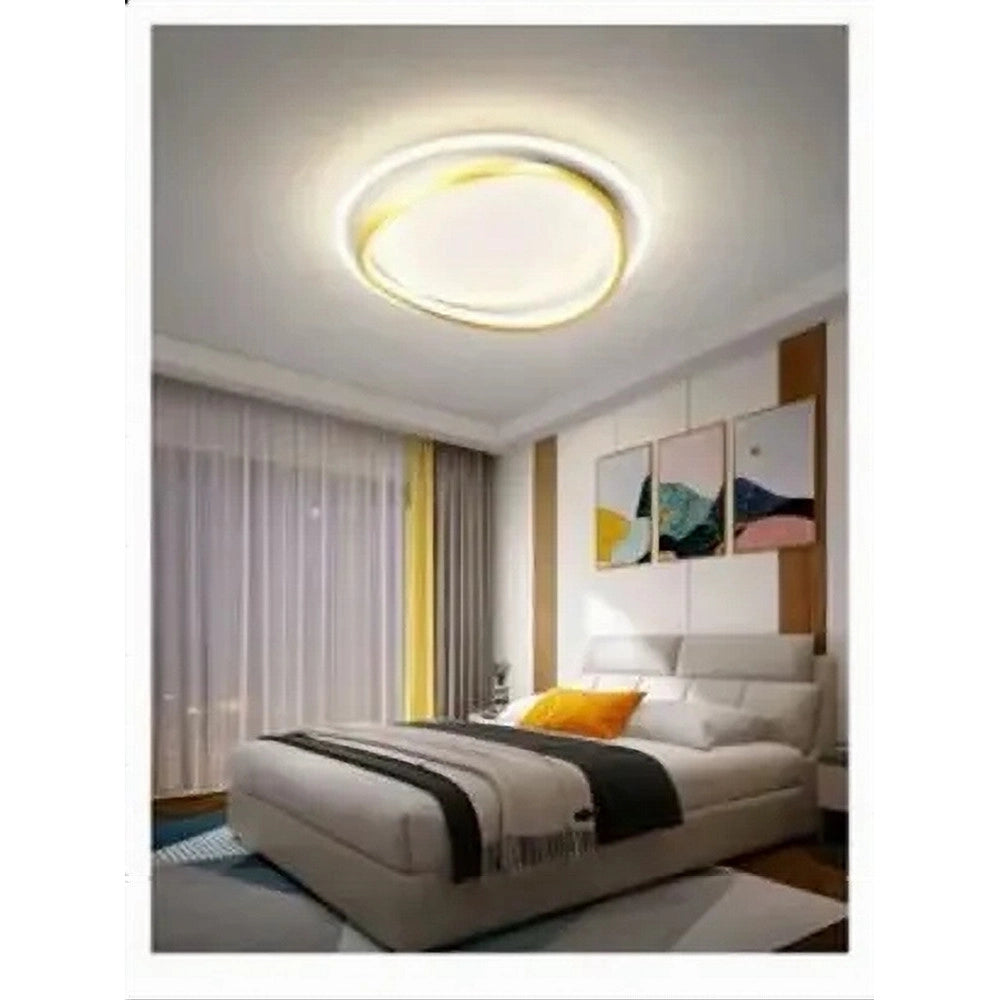 Trade Shop - Plafoniera Led 36w Cerchio Bianco Oro Moderno Soffitto Tonda Luce Naturale 71493 -