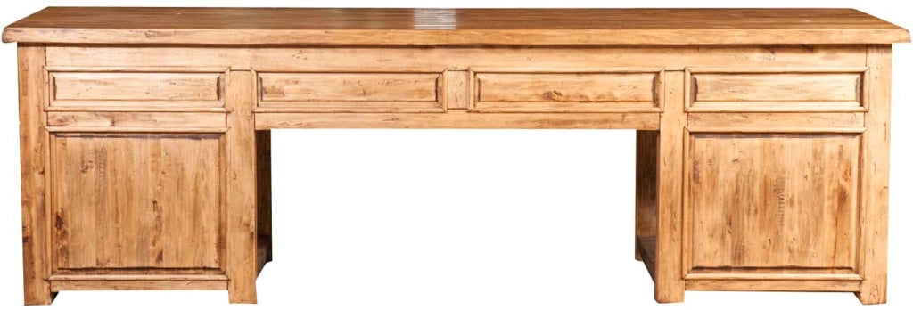 Biscottini Bancone Country in legno massello di tiglio finitura naturale L300xPR90xH97 cm. Made in Italy